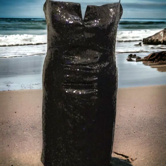 NWT Nicole Miller Black Sequin Dress - Size: 4 - Picture 1 of 4